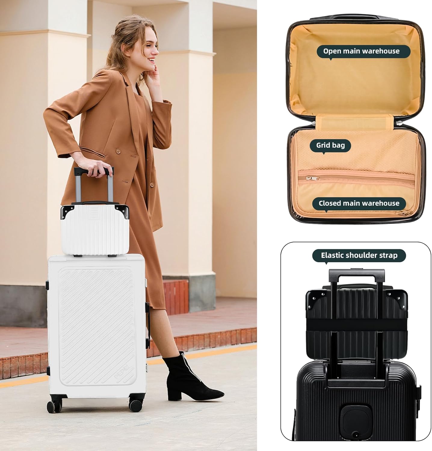Cosmetic Organizer - 14-Inch Hard Shell Travel Makeup Case | Portable Suitcase for Women
