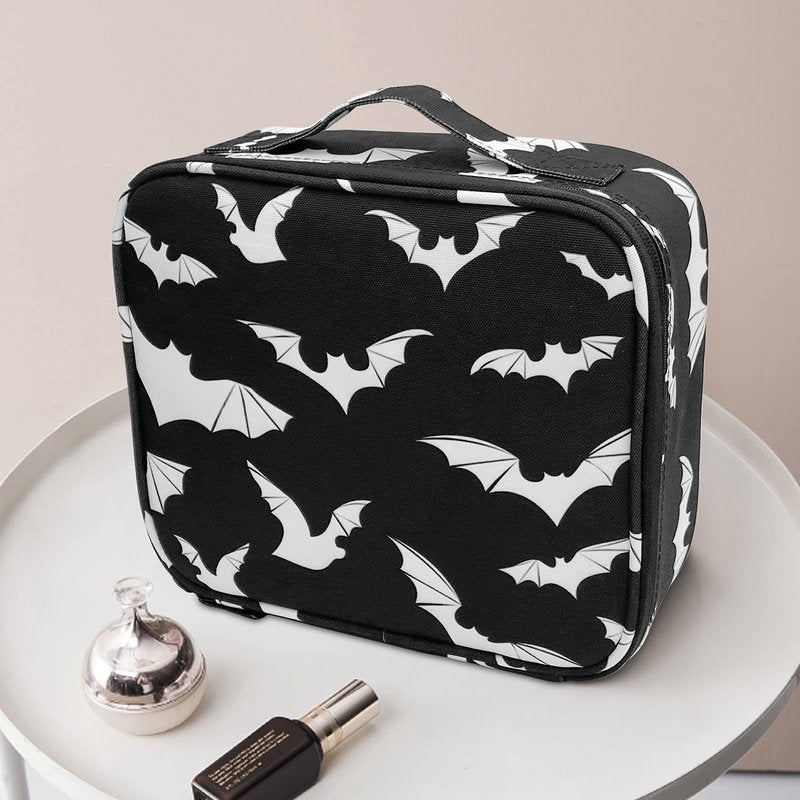 9CH Goth Travel Makeup Bag - Bats Cosmetic Bags Large Make up Organizer Portable Toiletry Bags Train Cases for Women Cosmetics