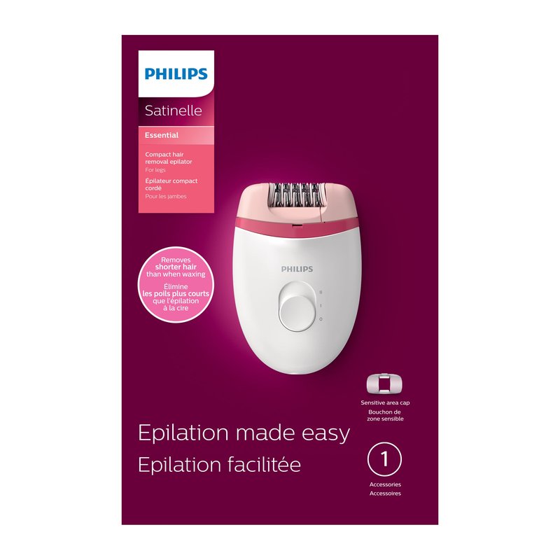 Philips Beauty Satinelle Essential Compact Hair Removal Epilator for Women, BRE235/04 (Corded Use Only)