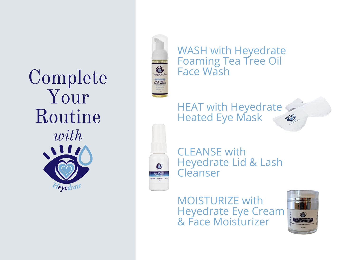 Heyedrate Heated Eye Mask - Soothing Warm & Cold Compress for Temporary Relief of Irritated Eyes - Reusable Mask, White