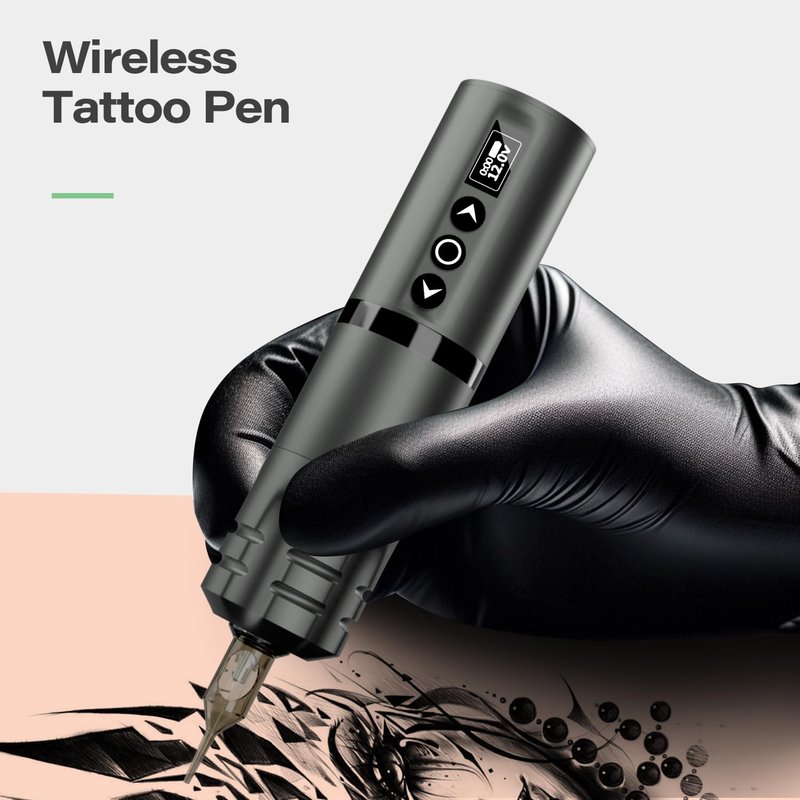Tattoo Pen Machine Kit, 20 Cartridges & 7 Practice Inks(black)