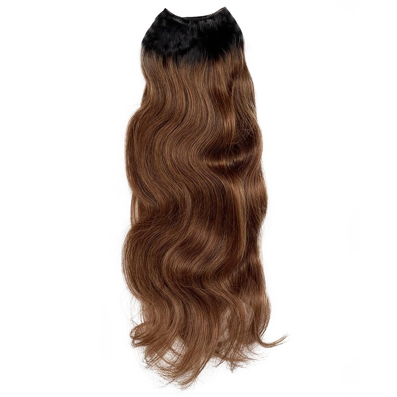 Balayage One Piece Clip-in Hair Extensions, 18" Body Wave Real Human Hair, Black to Grey Remy Hair Clip-ins, 80G