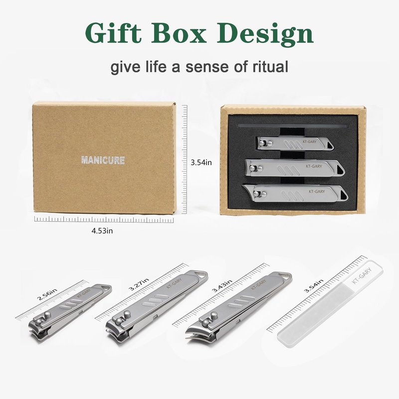 KT-GARY Nail Clippers Set,4pcs Anti Splash Nail Clippers with Nail File,Professional Stainless Steel Finger&Toenail Clippers Nail Cutter for Men& Women