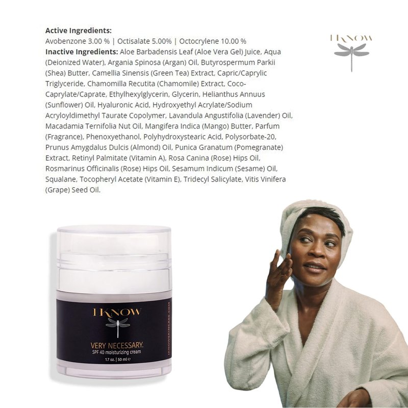 IKNOW VERY NECESSARY Broad Spectrum SPF 40 Skincare, Sun Protection Cream for UV Protection, Broad Spectrum SPF 40 Moisturizer Lotion for Pro-Aging, Spf 40 Facial Moisturizer and Sunblock