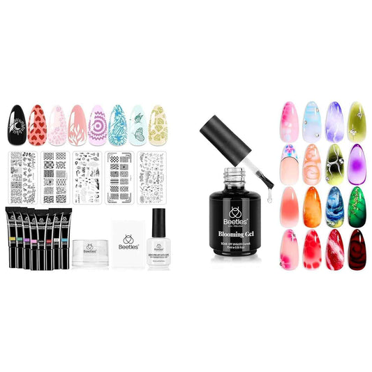 Beetles French Tip Nail Stamp Kit with Blooming Gel - Professional Nail Art Set