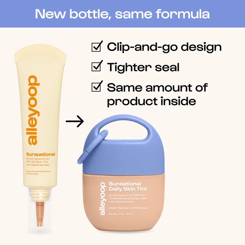 Alleyoop Sunsational Tinted Moisturizer SPF 50 for Face Broad Spectrum – 100% Mineral Face Sunscreen with Jojoba, Hydrating & Soothing Tinted Sunscreen, Vegan & Cruelty-Free (Ray)