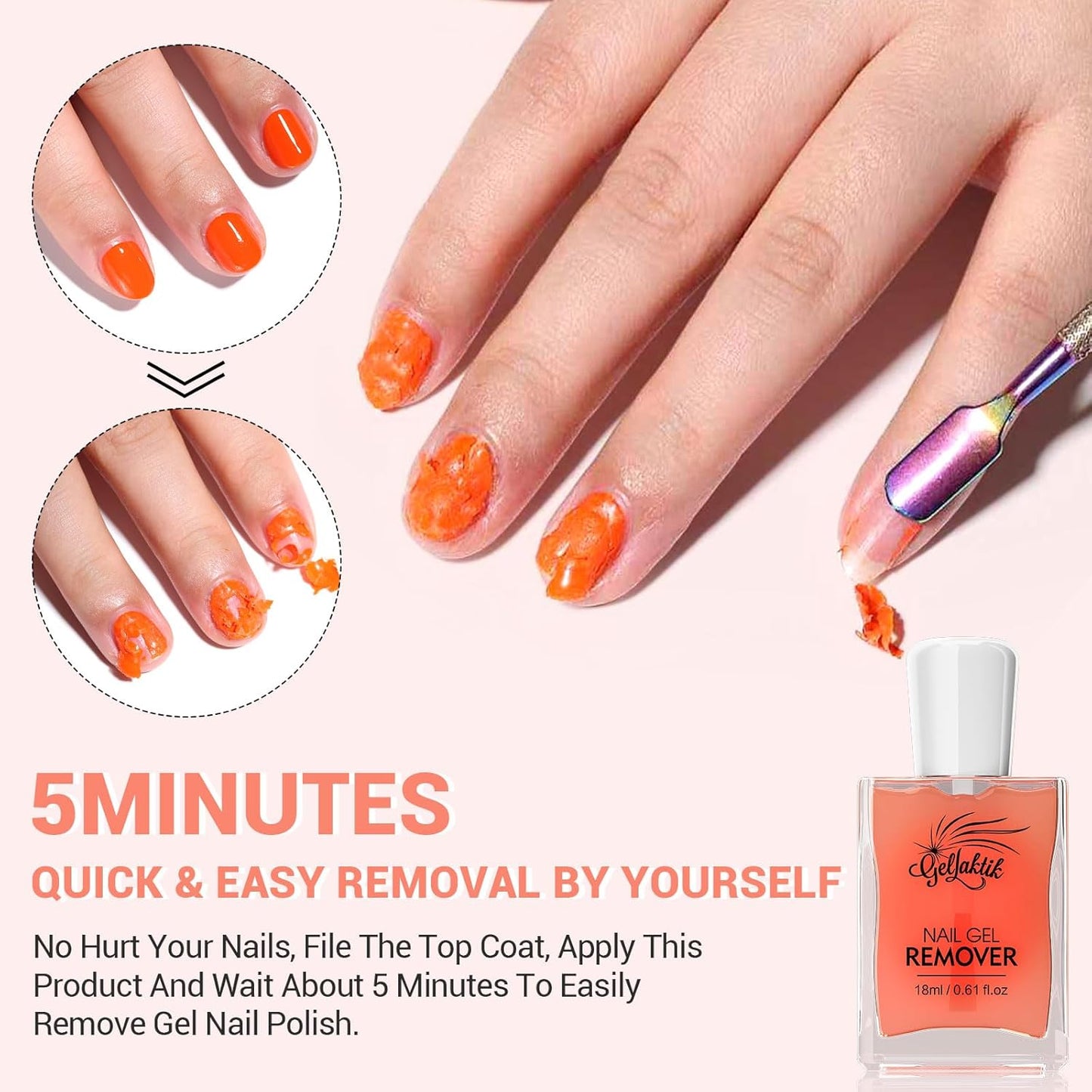 Gel Polish Remover Kit - 3 x 18ml with Cuticle Oil & Liquid Latex Tape, Fast 3-5 Min Removal