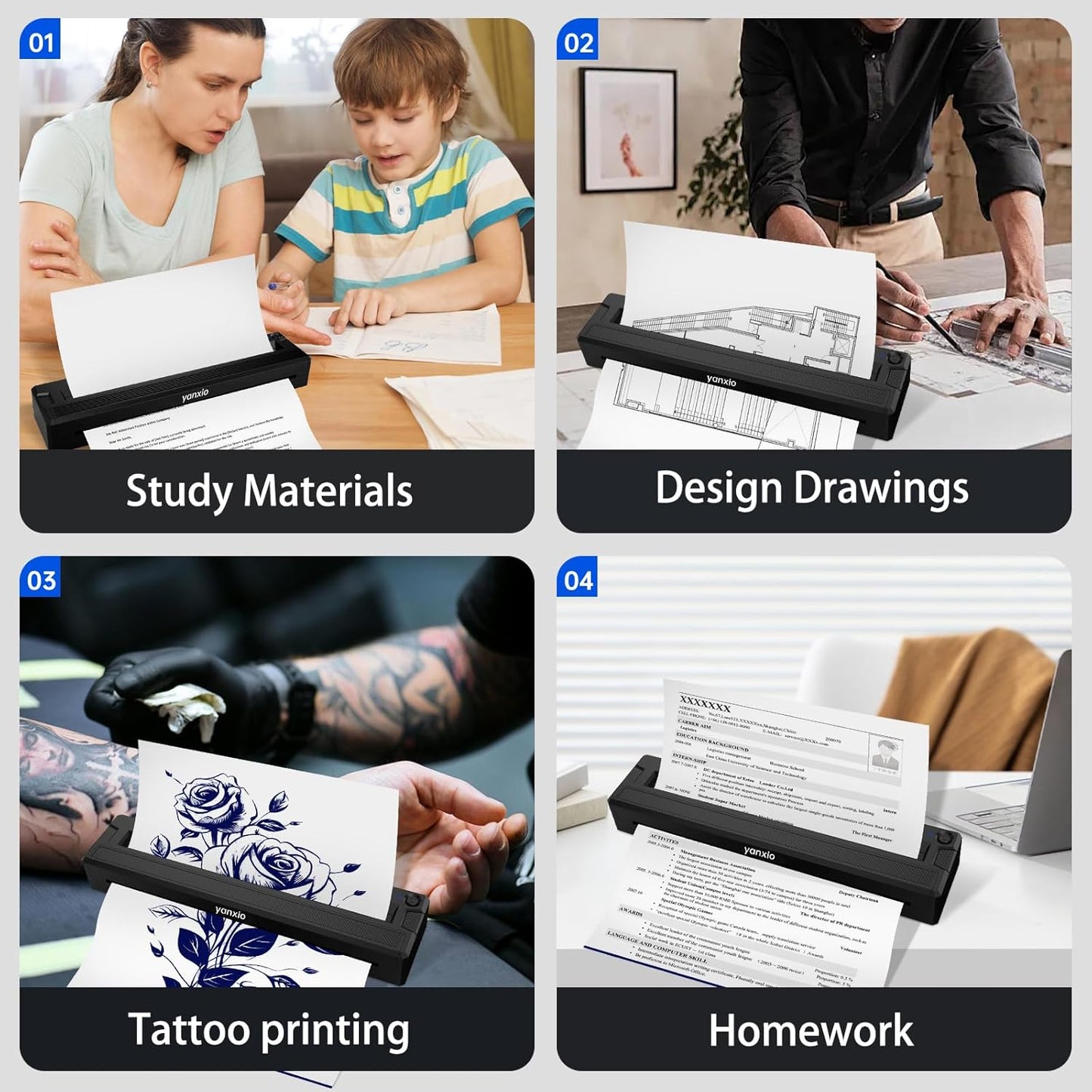 Tattoo Stencil Printer Machine - Wireless Thermal Printer for Artists | Includes 10 Thermal Papers & 3 Transfer Papers, Portable for Android, iOS, Windows, MacOS