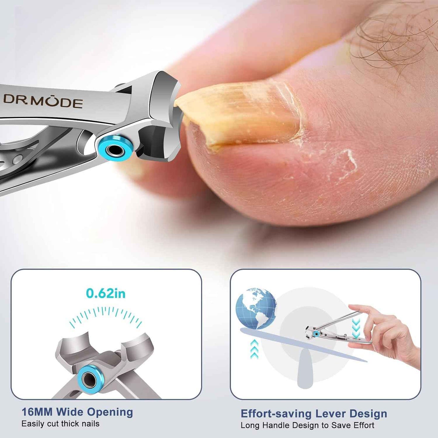 Large Toenail Clippers for Thick Nails - Podiatrist-Approved Slanted Design for Seniors