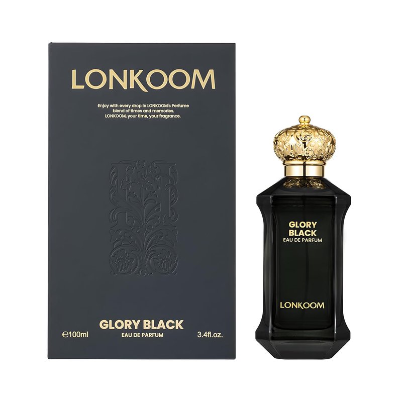 Lonkoom Glory Black Perfume for Men - Long-Lasting Woody Spicy Fragrance | 3.4 Fl Oz (100ml)