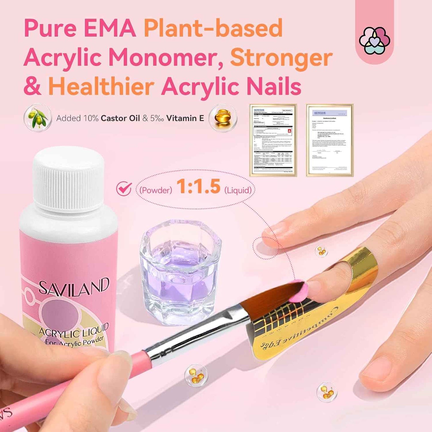 Acrylic Nail Kit with Dehydrator & Primer - SAVILAND Professional Nail Art Set
