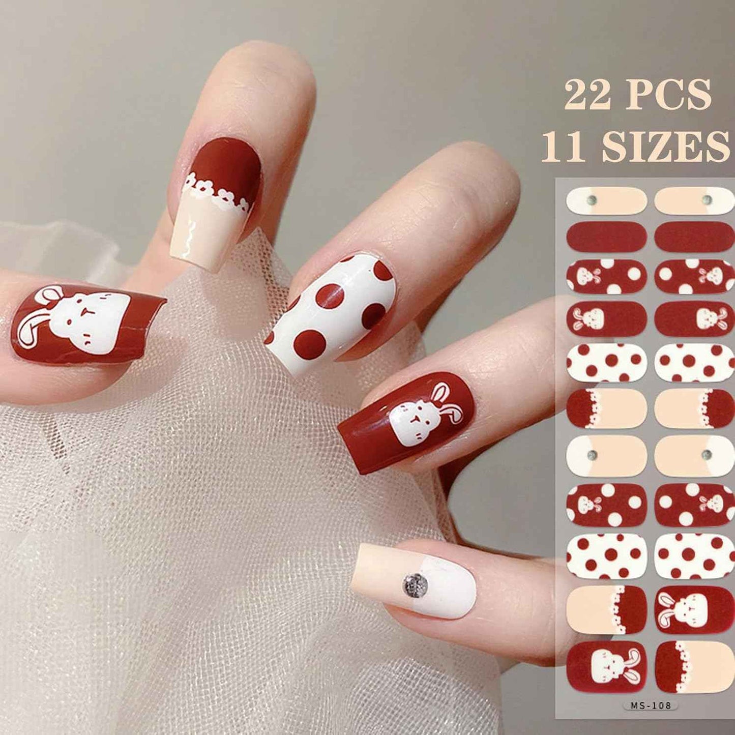 Nail Wraps Art Stickers for Coffin & Ballerina Nails - Glitter & Leopard Designs