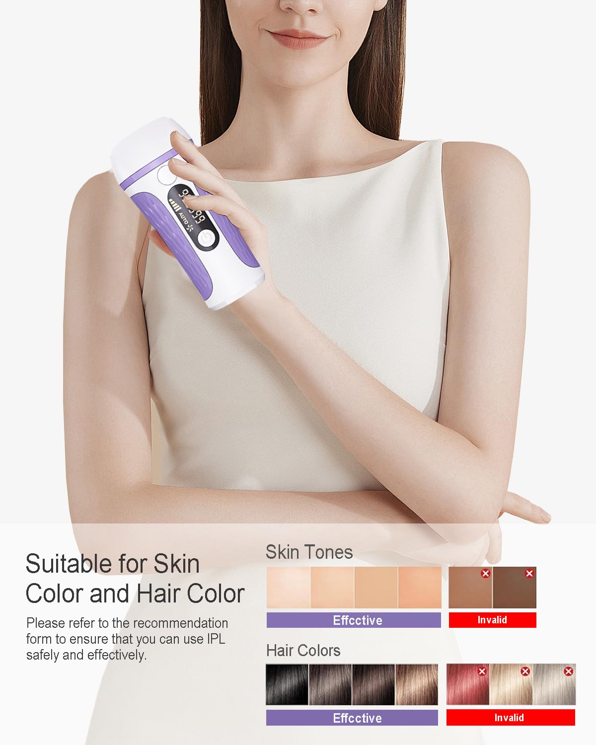 IPL Hair Removal Device, Model: AI08, for Facial Legs Arms Bikini Line