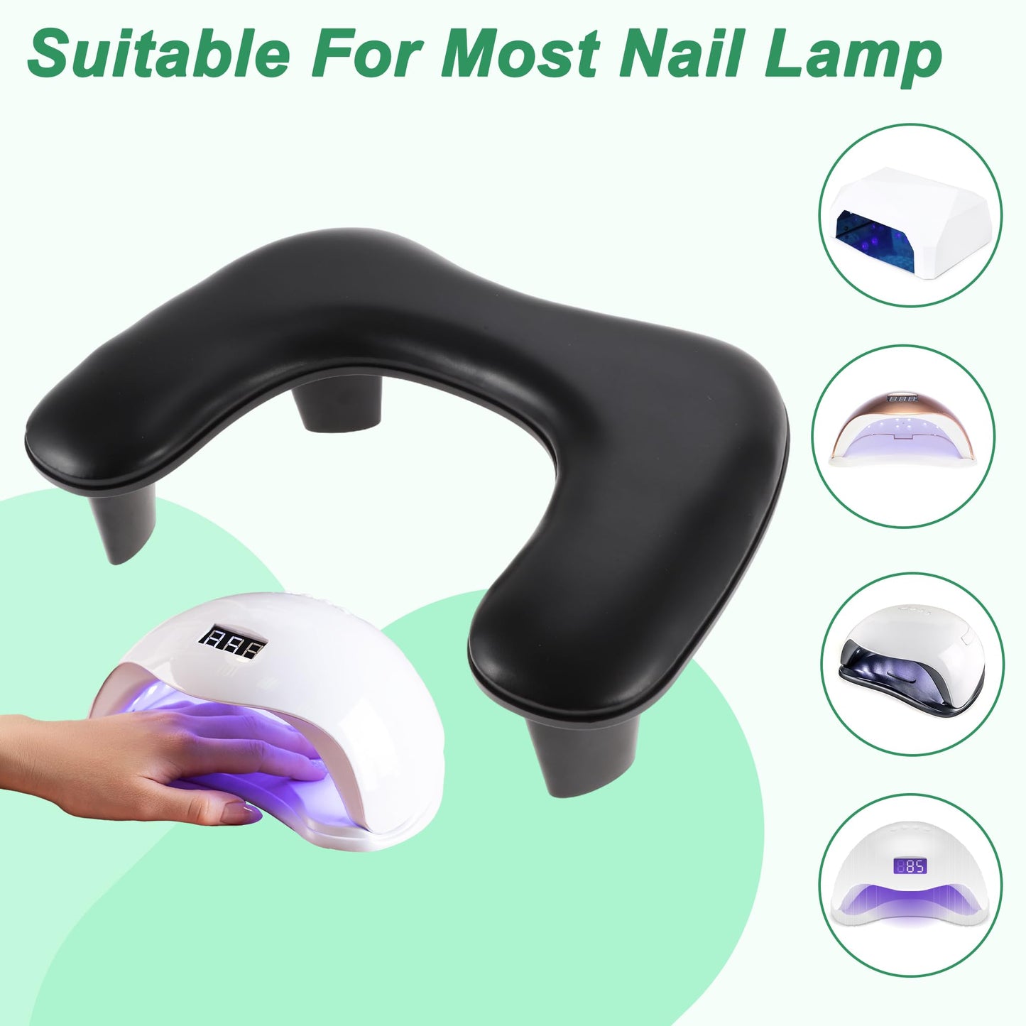 VOCOSTE Arm Rest for Nails Tech, U Shaped Nail Arm Rest, Manicure Hand Rest with Detachable Brackets, Hand Rest for Nails Tech with Non-slip Pads, Nail Hand Rest, Black