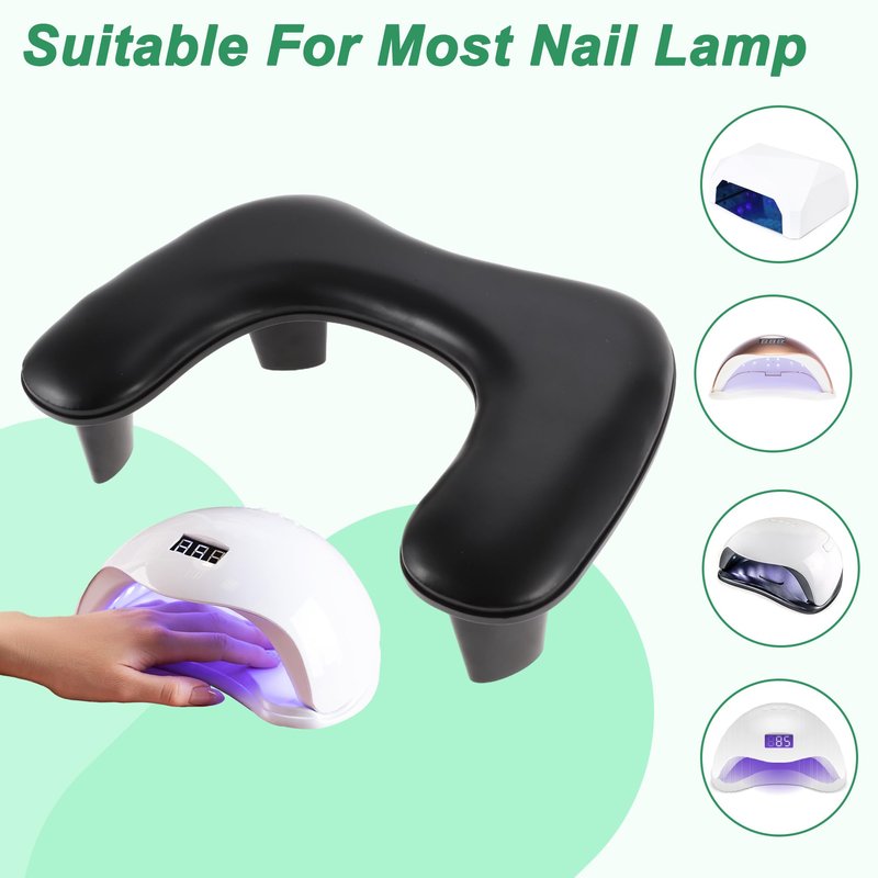 VOCOSTE Arm Rest for Nails Tech, U Shaped Nail Arm Rest, Manicure Hand Rest with Detachable Brackets, Hand Rest for Nails Tech with Non-slip Pads, Nail Hand Rest, Black
