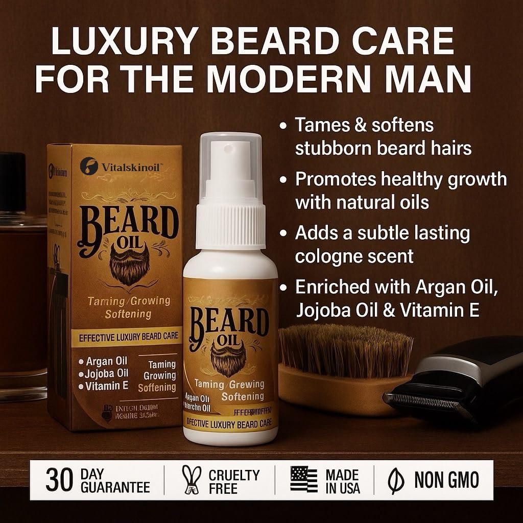 Beard Oil for Men - with Argan Jojoba & Vitamin E - Cologne Scent - 100 ml - taming conditioning & growth
