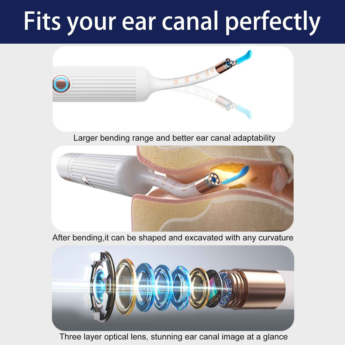 Ear Wax Removal Tool Camera, Smart WiFi Ear Cleaner with Camera, HD Visual Otoscope, Safe Silicone Flexible Scoops & Tweezers Sets Tools for Adults & Kids