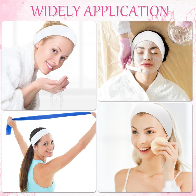 FYSUIMU 250 Pcs Disposable Spa Facial Headbands with Convenient Closure White Stretch Makeup Soft Skin Care Hairband for Women Salons