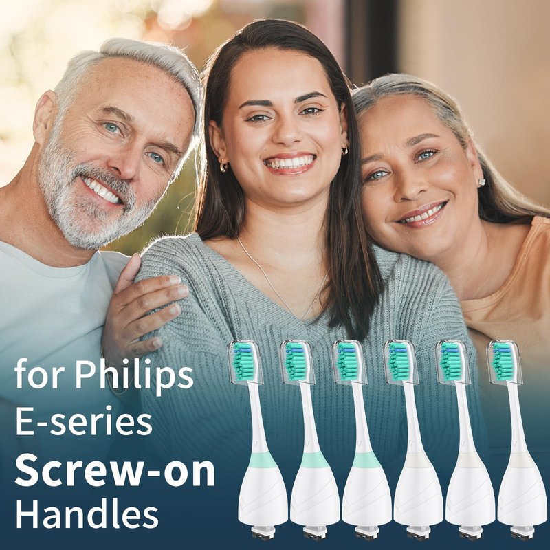 Replacement Heads for Philips Sonicare, Toothbrush Replacement Head Compatible with Phillips Sonicare E-Series Screw-on Handles for Essence, Advance, Elite, CleanCare, Extreme
