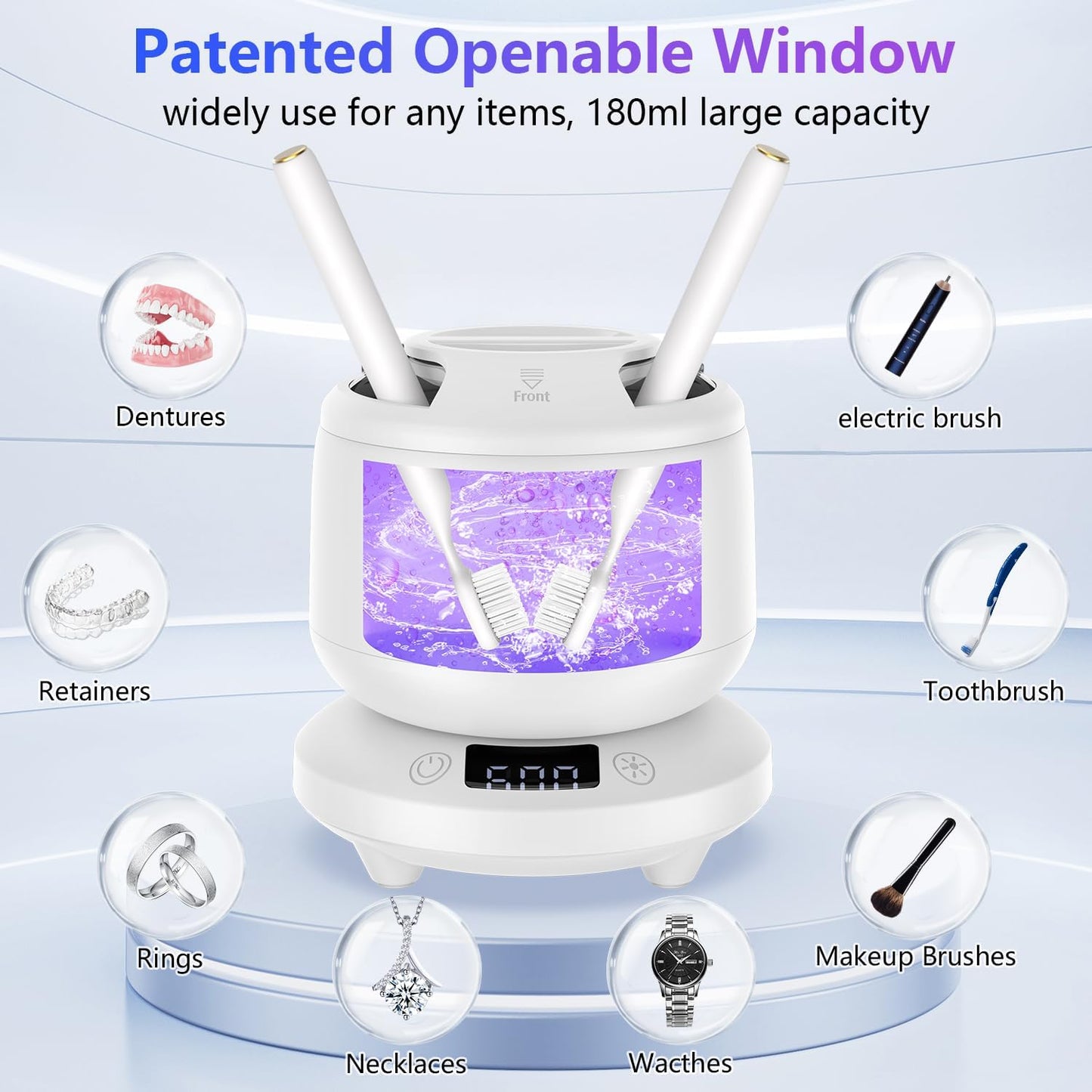 Ultrasonic Retainer Cleaner - 2025 Denture & Aligner Cleaning Machine | 4 Modes, Durable Design, White