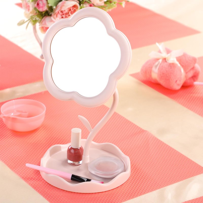 GlikCeil 8 Pcs Flower Shaped Mirror Spa Party Makeup Mirror Sleepover Party Favor for Spa Sleepover Slumber Birthday(Pink)