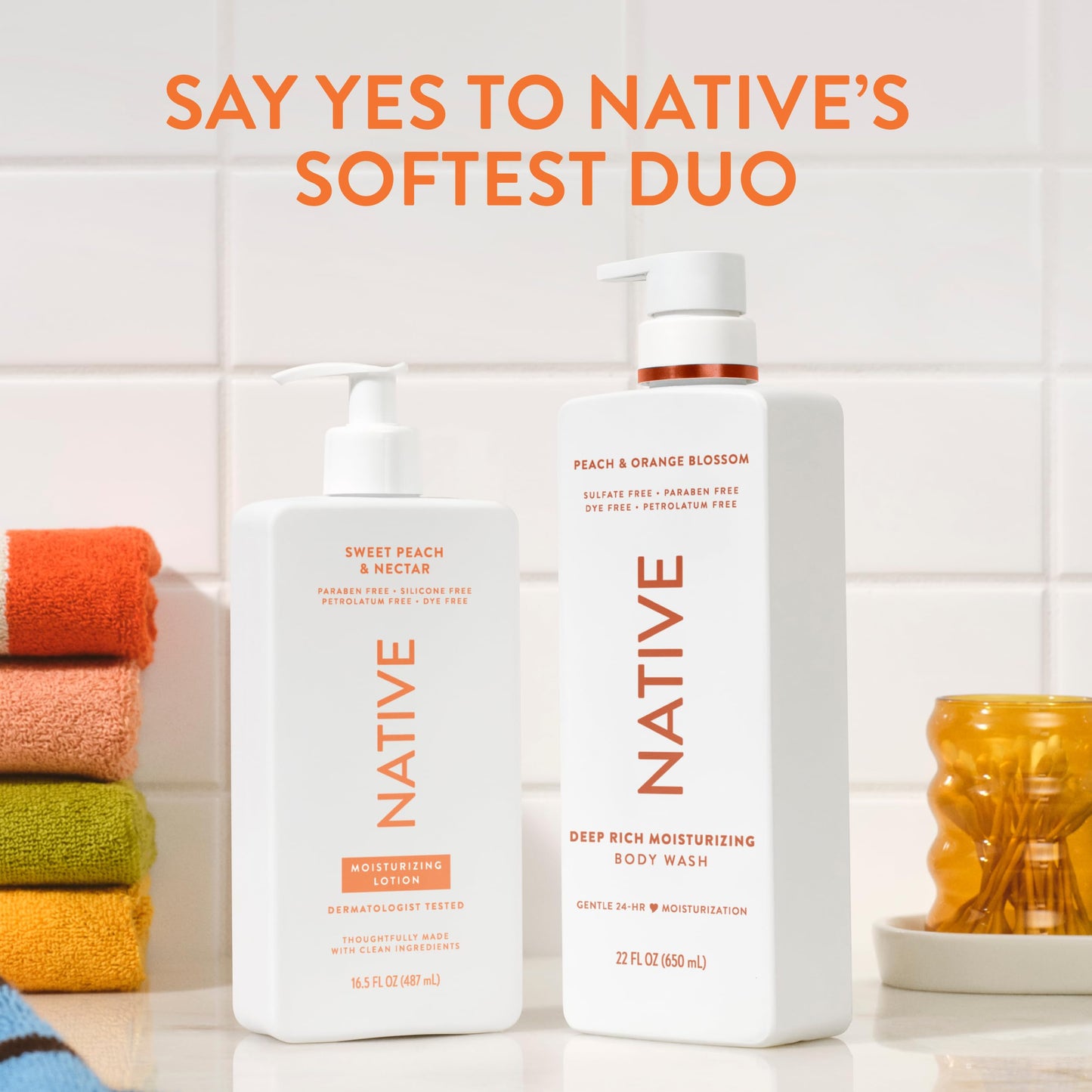 Native Body Lotion, Sweet Peach & Nectar, 48-Hour Hydration for Dry & Sensitive Skin, Made with Plant-Based Moisturizers like Shea Butter, Silicone & Paraben Free, 16.5 fl oz