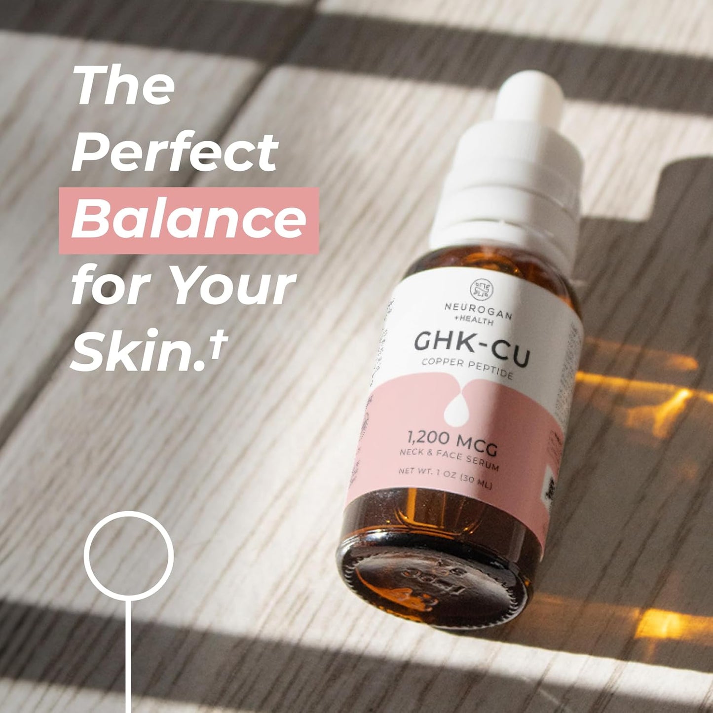 GHK-Cu Copper Peptide Neck & Face Serum - 1,200mcg Anti-Aging Formula | 1 oz Bottle