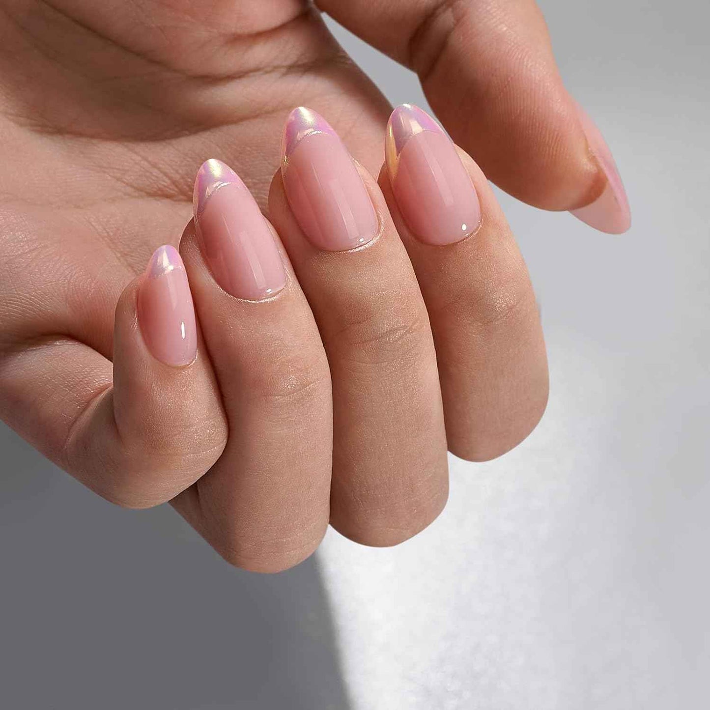 French Tip Almond Press On Nails - Short, Natural Fit, Classic & Dazzling Pink