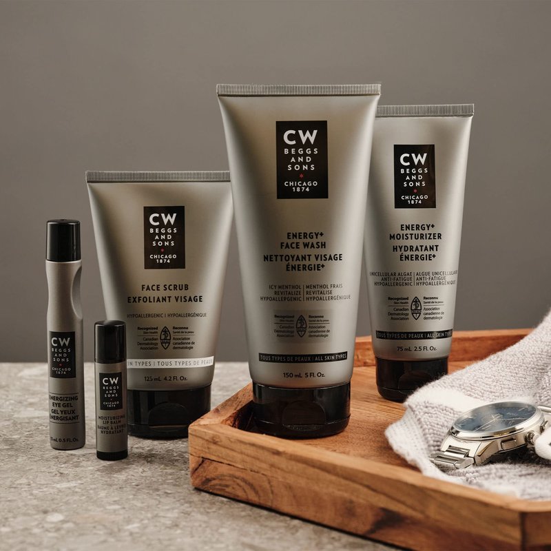 CW Beggs Energy+ Moisturizer for Men, Normal to Dry Skin, Anti-Fatigue Face Cream, Hypoallergenic, Fragrance-Free, Paraben-Free, Alcohol-Free, Mineral Oil-Free, Cruelty-Free, 2.5 Fl. Oz.