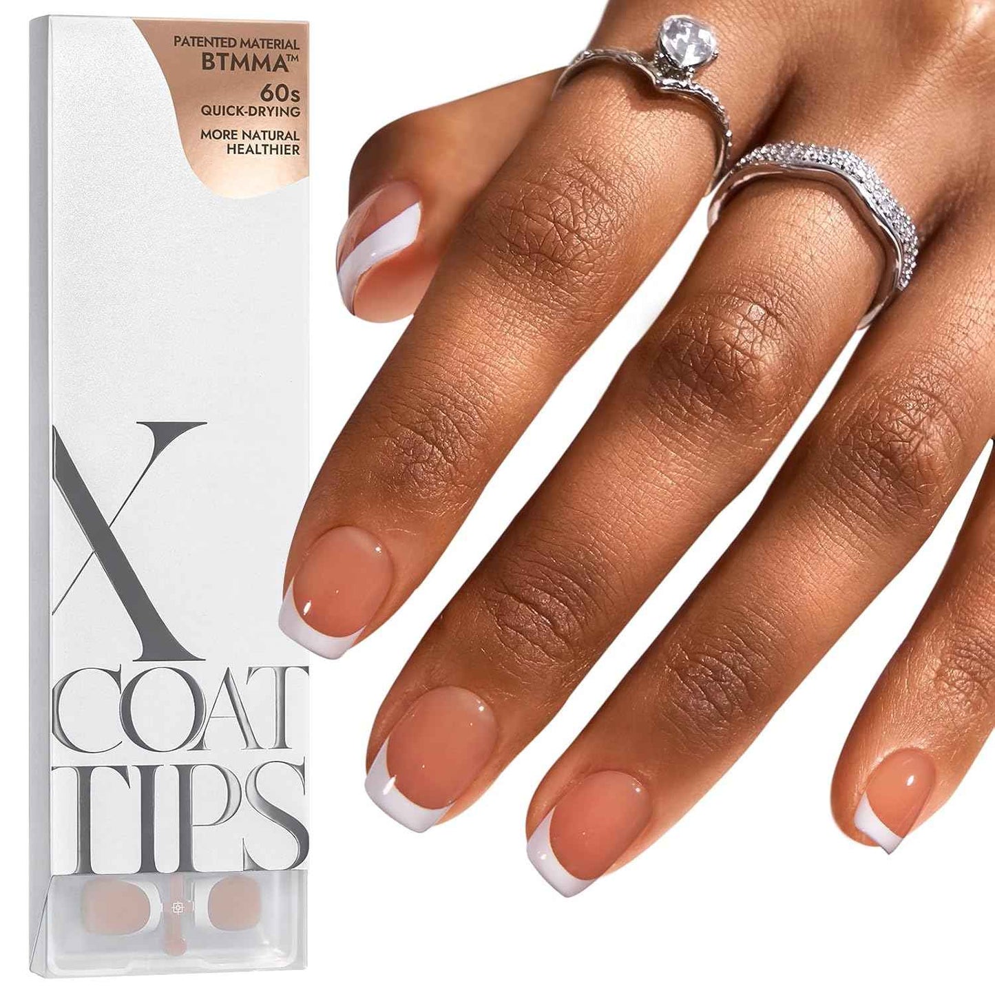 Builder Gel Top Coat Set - XS Short Square French Tip Press-On Nails by btartboxnails