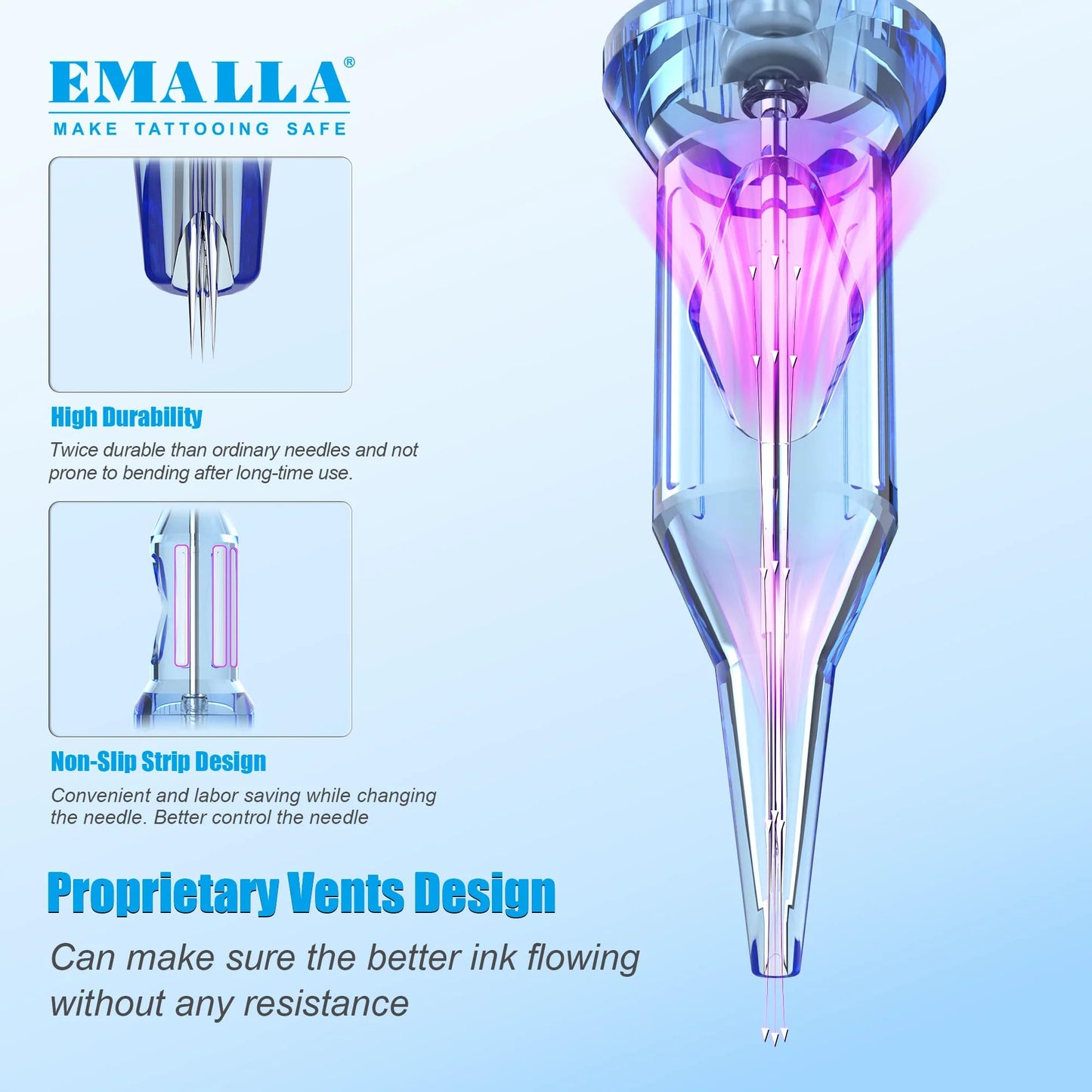 Emalla ELIOT Tattoo Cartridge Needles, 20Pcs Premium Tattoo Needles 1023CML