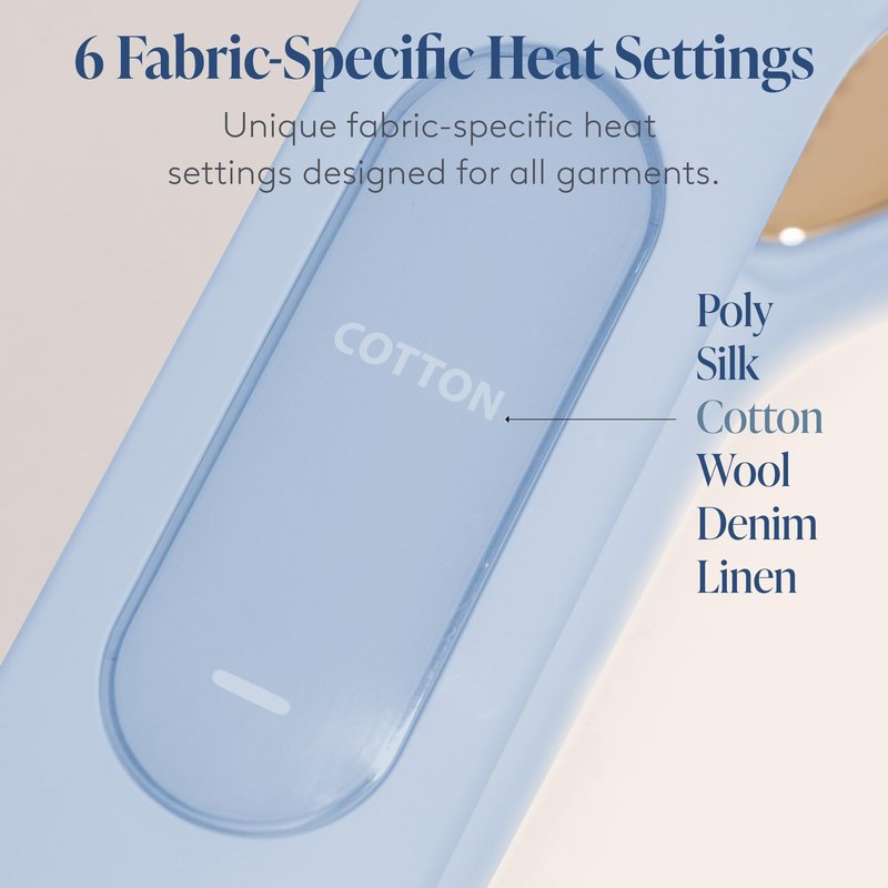 Nori Press Travel Steam Iron - Handheld Iron With Optional Steam Feature - No Ironing Board Required - Easy to Use w/ 6 Fabric Settings - Removes Wrinkles - User Manual Included -Blue