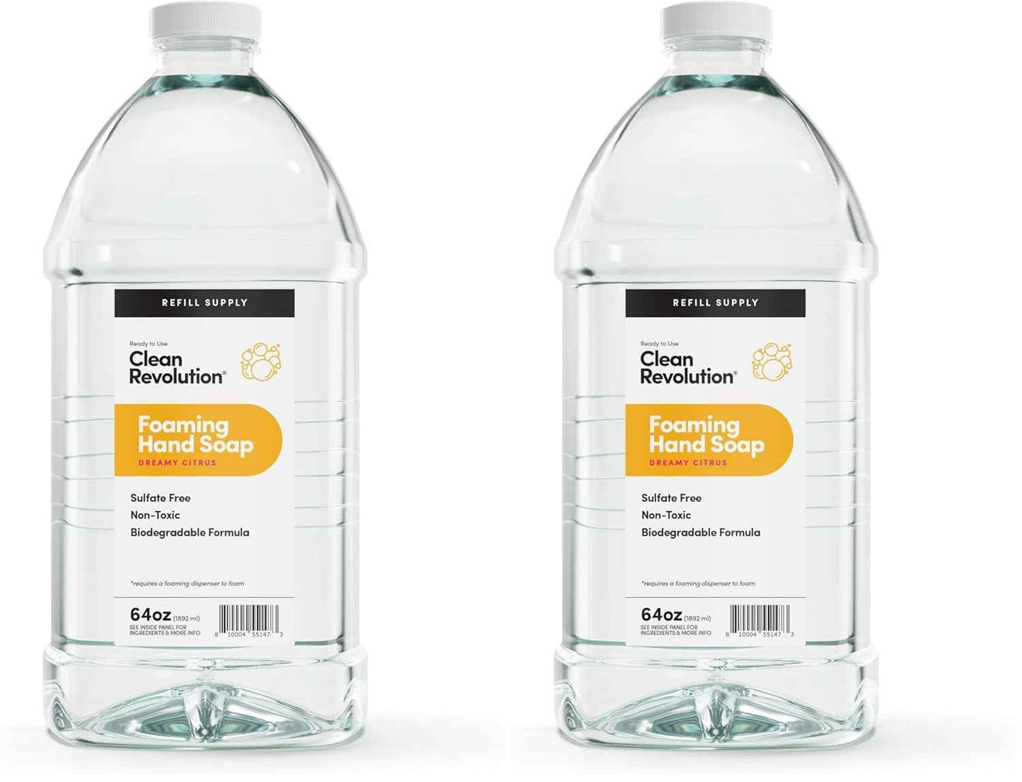 Foaming Hand Soap Refill - Dreamy Citrus, 64 Fl Oz (Pack of 2) - Clean Revolution
