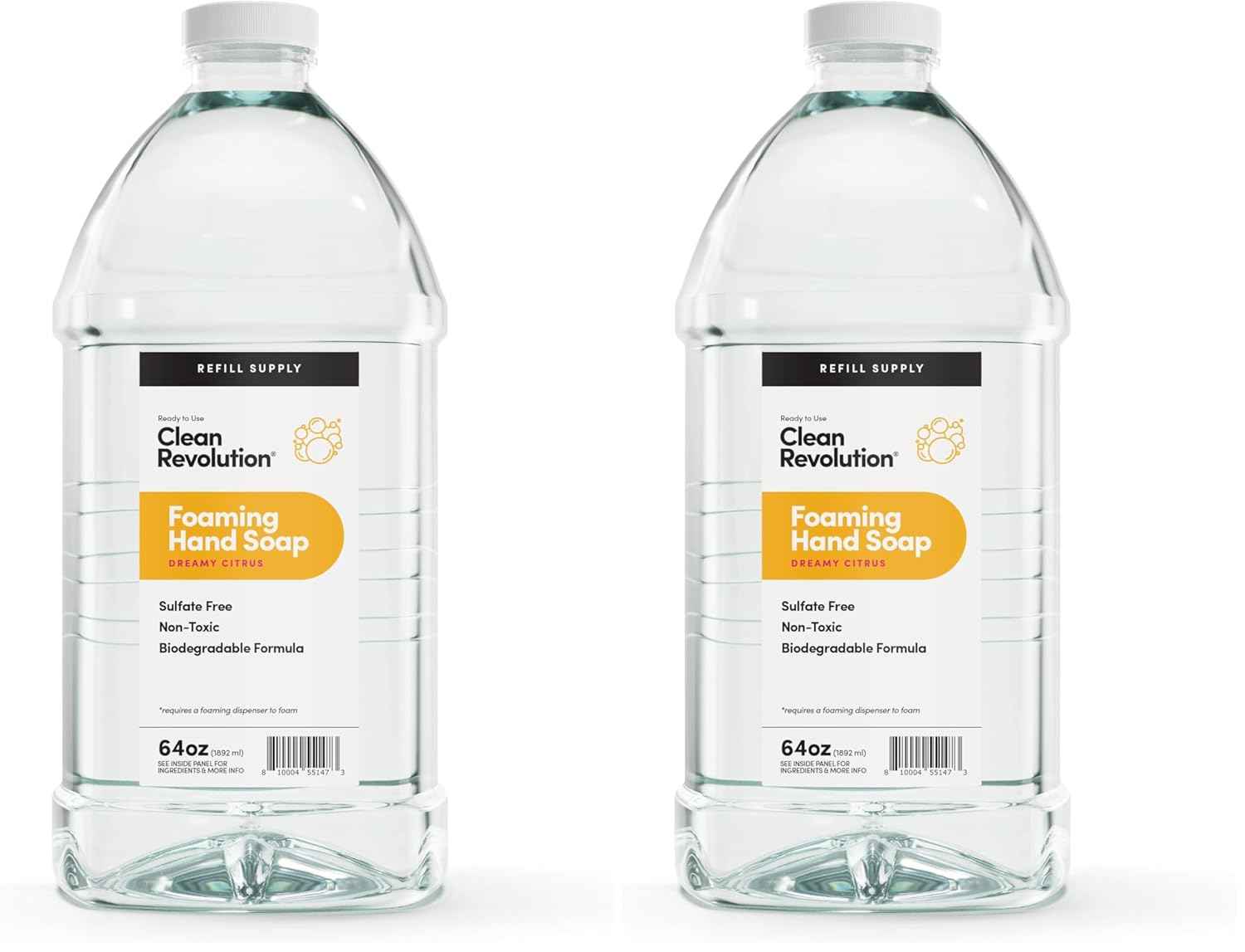 Foaming Hand Soap Refill - Dreamy Citrus, 64 Fl Oz (Pack of 2) - Clean Revolution