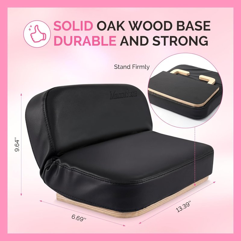 Foldable Nail Arm Rest - 5-Level Adjustable Manicure Hand Cushion | Large PU Leather Pillow for Acrylic Gel Nail Art - Black