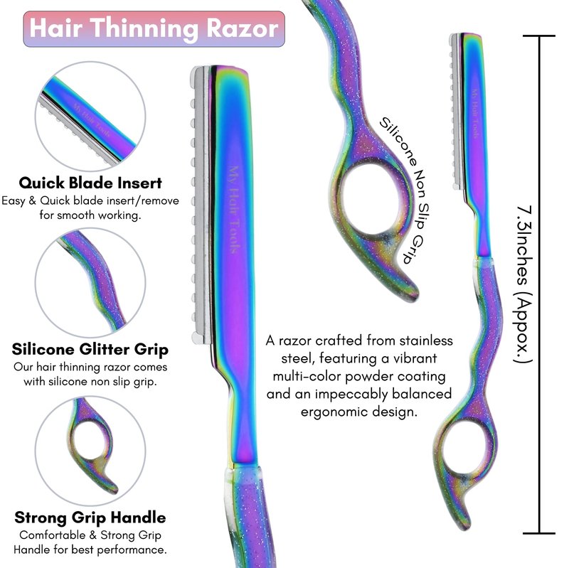 My Hair Tools Hair Extension Tools Kit – Tape-in Press Plier, Keratin Bond Cutter, 3 Hole Nano & Micro Beads Crimping & Remover Pliers, Hair Parting Tool, Mini Scissor, 12pcs Clips & Needles (Black)