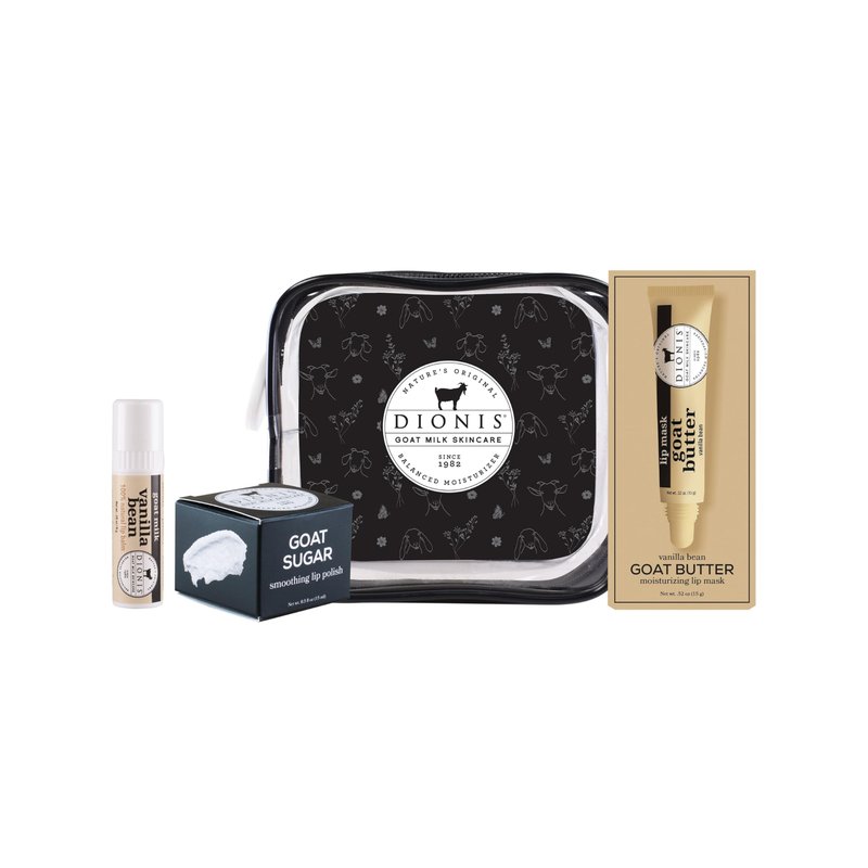Dionis Goat Milk Gift Set For Women, Lip Balm, Exfoliating Sugar Scrub & Hydrating Overnight Repair Mask, 3-Piece Womens Skincare & Travel Essentials Kit, Vanilla Bean Scent