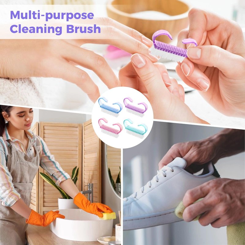 400 PCS Handle Grip Nail Brush Bulk, Small Nail Brushes with Soft Stiff Bristles, Nail Cleaner Scrubbing Kit for Cleaning, Daily Use Fingernail Brush for Toes and Nails