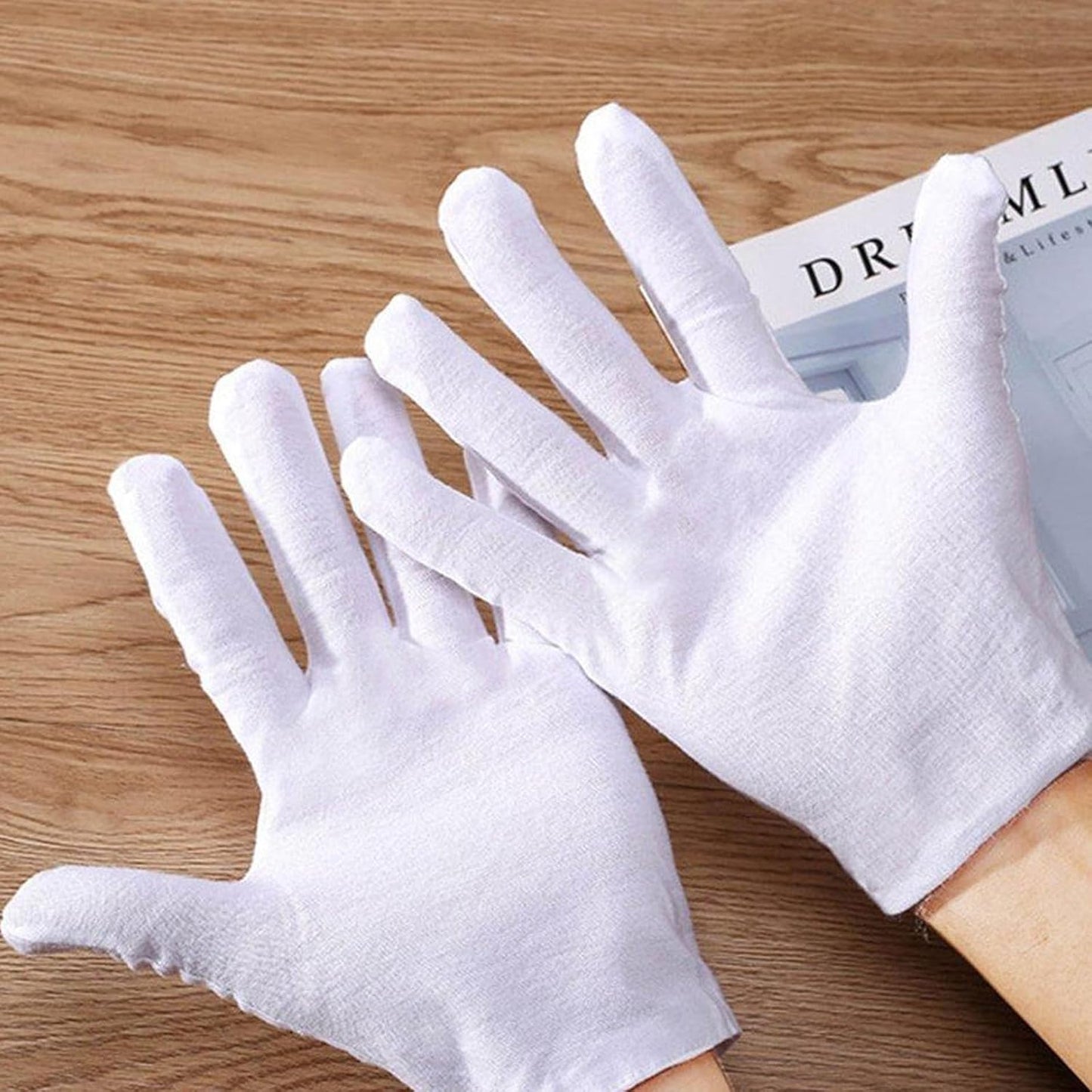 60 Pairs of Washable Pure Cotton White Gloves for Eczema & Jewelry Care