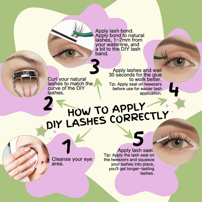 KEYYOU Angel Lash Clusters Kit, 8-18mm Mix D Curl Wispy Natural Eyelash Clusters with Bond, Seal and Tweezers for DIY Eyelash Extension at Home(Lash Kit-Angel A08)