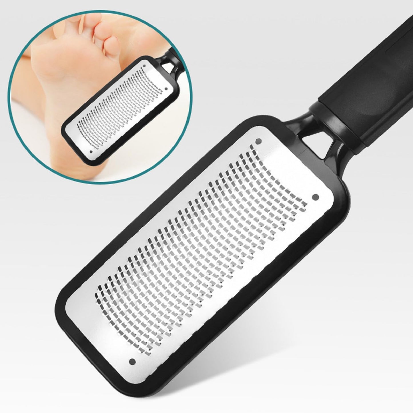 Bestac Stainless Steel Foot File & Callus Remover–Ideal for Wet/Dry Pedicures, Effectively Removes Hard Skin & Dead Cells, Durable Metal Surface for Smooth Feet.
