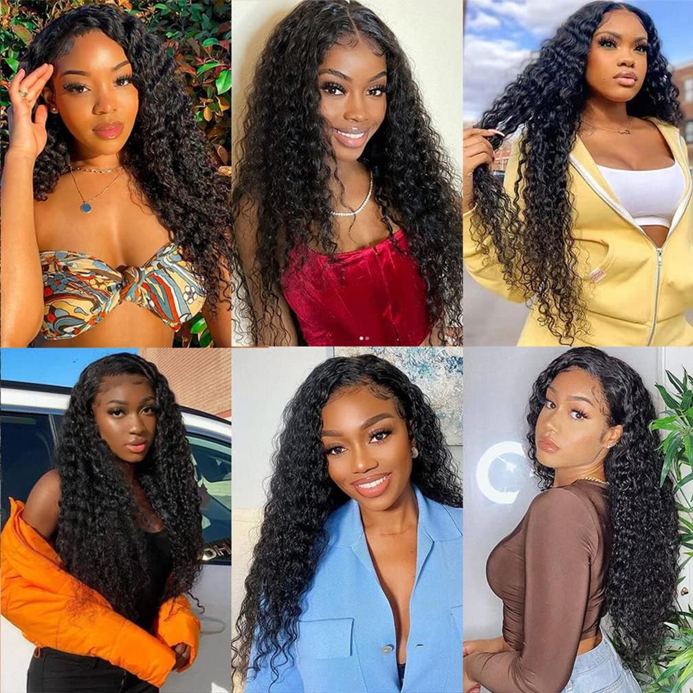 Ladiaryf Kinky Curly Human Hair Bundles Thick Brazilian Virgin Curly Weave Bundles Human Hair 100% Unprocessed Double Weft Natural Black Color Can Be Dyed 100g 18 Inch