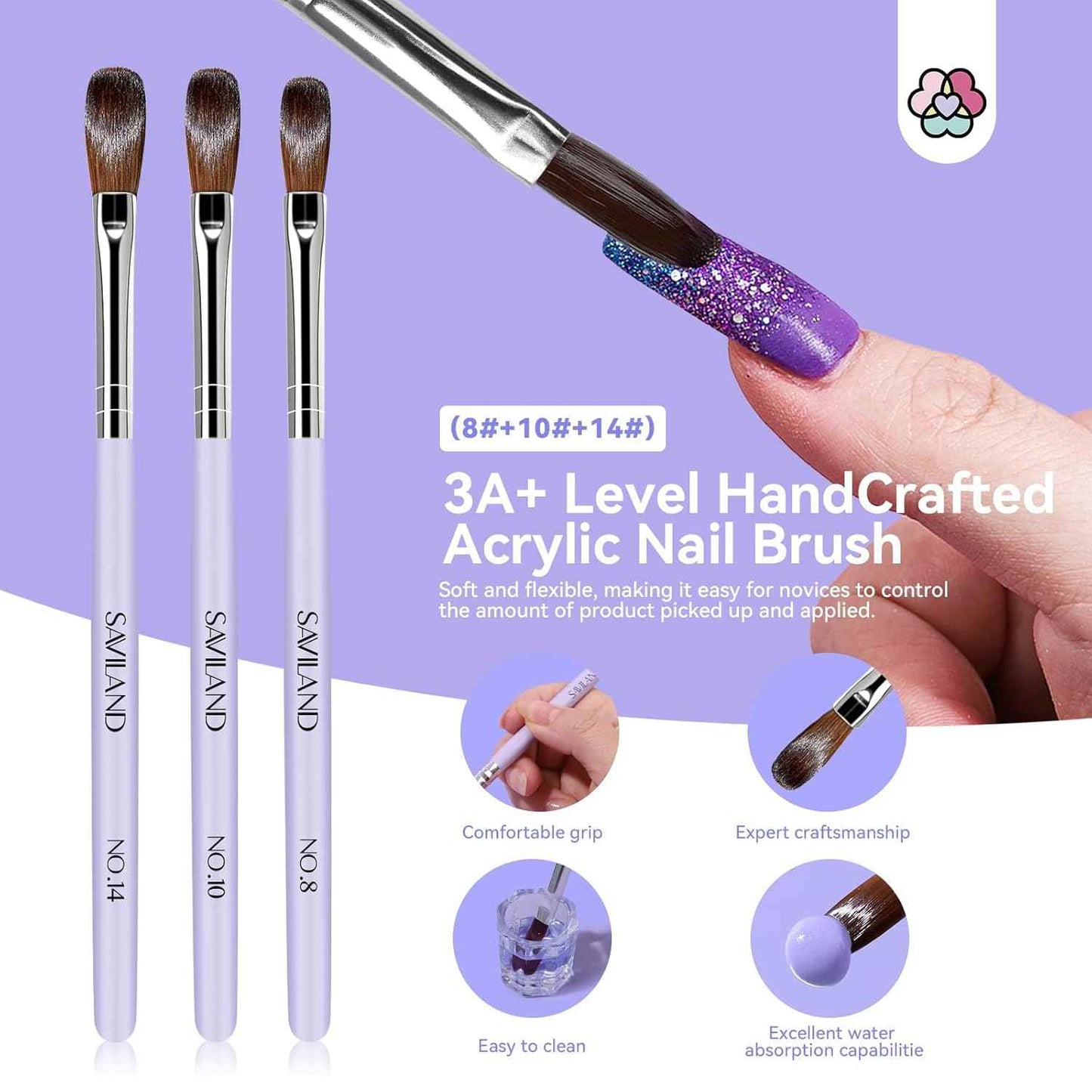 French Acrylic Nail Kit - SAVILAND Half Cover Nail Tips (10 Sizes) with Glue