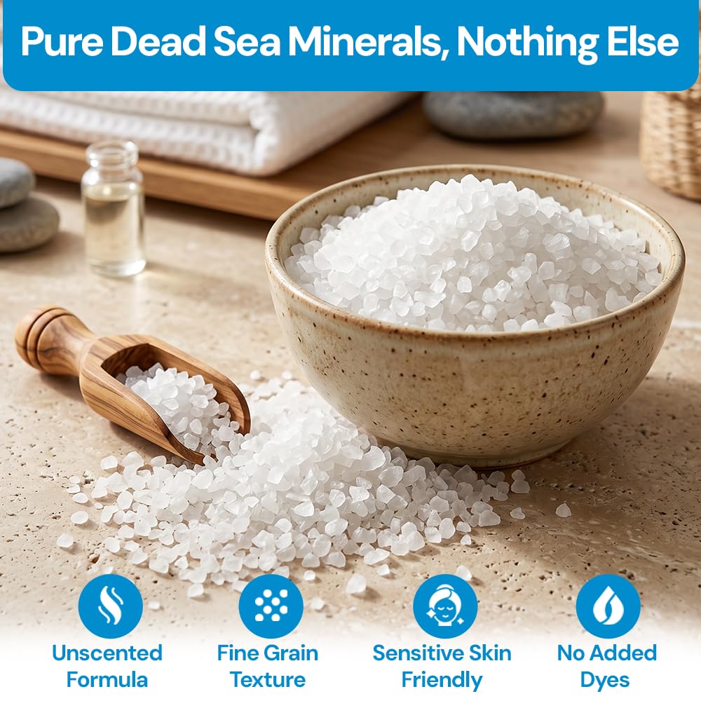 Dead Sea Bath Salt for Bath & Foot Soak, Unscented Fine Grain, 3lb - 4 Pack