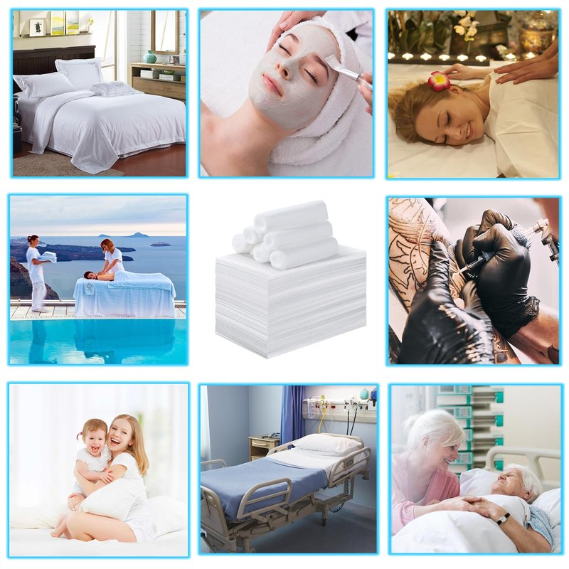 MVSUTA 100 Pieces White Disposable Bed Sheets Non-woven Fabric SPA Table Sheet Bed Cover for Massage Beauty Tattoos,31'' x 71''