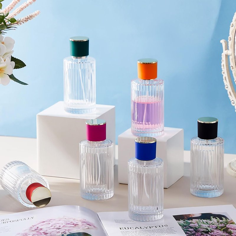 Empty Glass Perfume Bottles - 6 Pcs Refillable Atomizer Set for DIY Fragrance | 30/50/100ml Mixed Colors