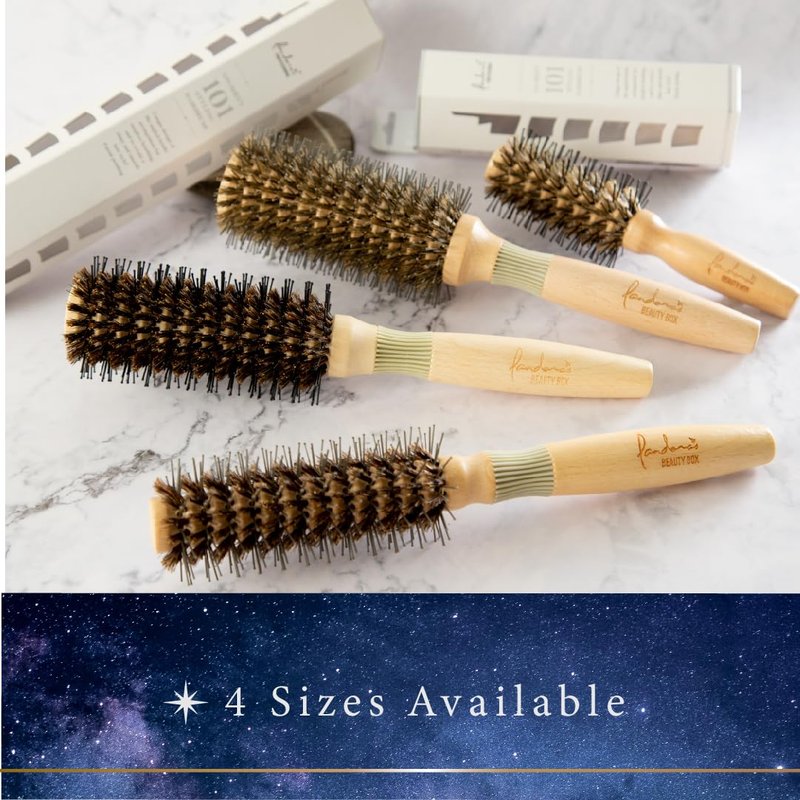 Pandora's Beauty Box The 101 GoShiny hairbrush/FSC Wooden Brush/Styling/BlowOut/Heat Resistance Brush/Boar Bristle Hair Brush/Roller Brush/Round Brush (Mini,)