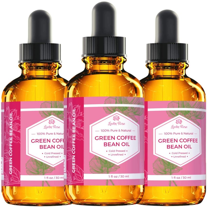 Leven Rose Green Coffee Bean Oil - 100% Natural Cold Pressed Oil for Eyes, Face, Nails & Hair | 1 oz Bottle