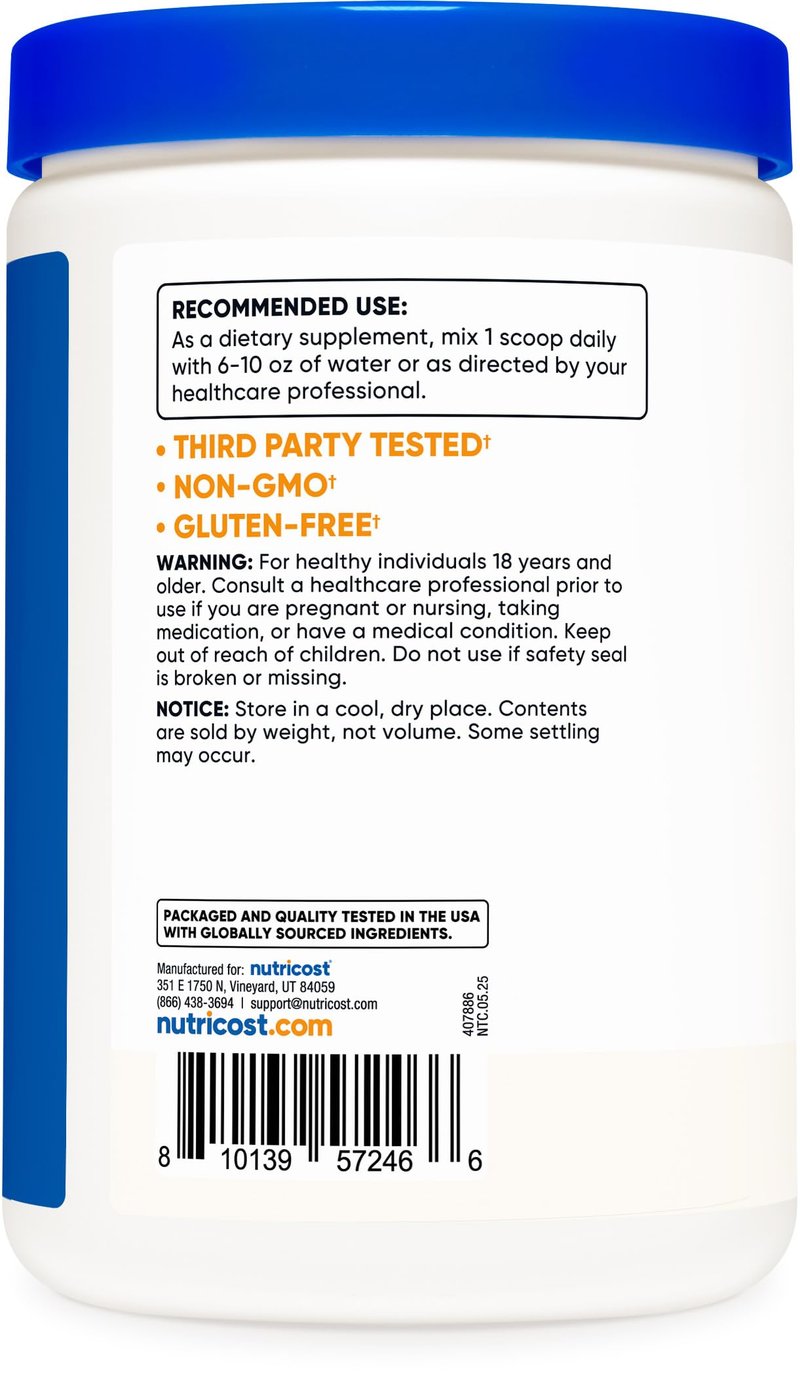 Nutricost N-Acetyl L-Cysteine (NAC) Powder 500 Grams - Vegan NAC, Non-GMO, Gluten Free