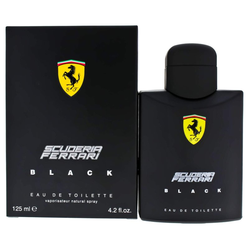 Ferrari Scuderia Black | Eau de Toilette Natural Spray | Fragrance for Men | Aromatic Fougere with Citrus, Fruit, Cinnamon, and Vanilla Scent | 125 mL / 4.2 fl oz